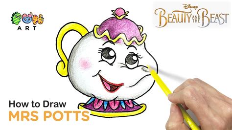 How To Draw Mrs Potts Beauty And The Beast Disney Very Easy