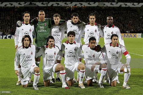 The AC Milan team pose for a team photo prior to the UEFA Champions ...