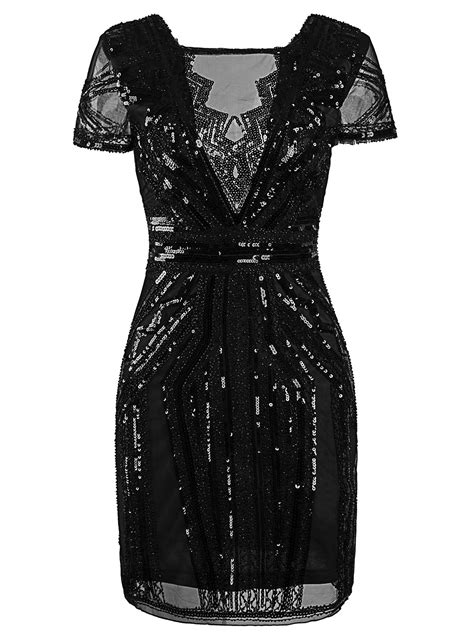 Vijiv 1920s Short Prom Dresses V Neck Inspired Sequins Cocktail Flapper Dress