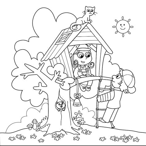 Floral designs black and white. Tree House Coloring Pages at GetColorings.com | Free ...