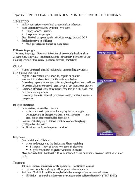 Topic 3 Streptococcal Infection Of Skin Impetigo Intertrigo Ecthyma