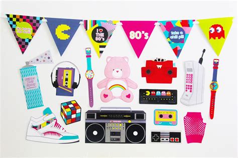 80s Photo Booth Props 80s Party Decorations Printable Instant
