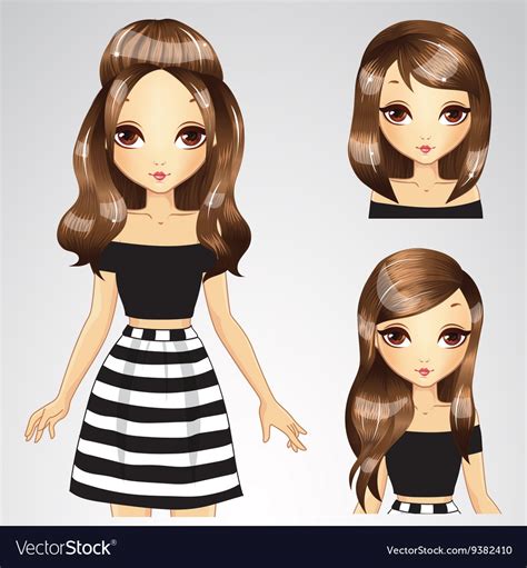 hair set girl in white black dress royalty free vector image