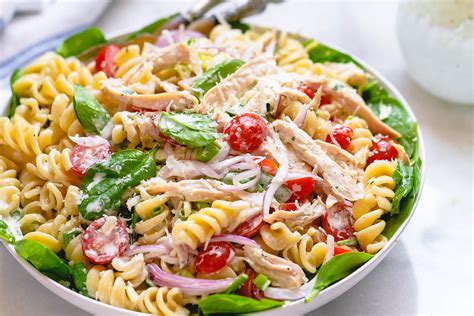 Chicken Spinach Pasta Salad With Creamy Ranch Dressing Pasta Salad Hot Sex Picture