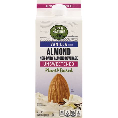 Open Nature Almond Beverage Non Dairy Vanilla Unsweetened 64 Oz