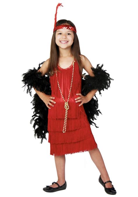 Red Fringe Flapper Costume For Kids In 2021 Flapper Costume Fringe