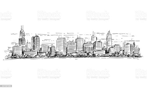 Vector Artistic Drawing Illustration Of Generic City High Rise