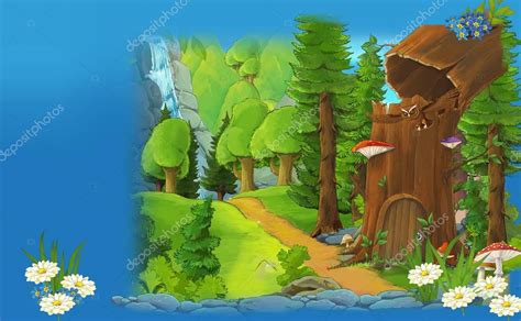 Cartoon Fairy Tale Scene In Forest — Stock Photo © Illustratorhft