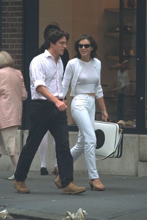 Liz Hurley Circa 1990 Is So On Trend For Now White Tshirt And Jeans