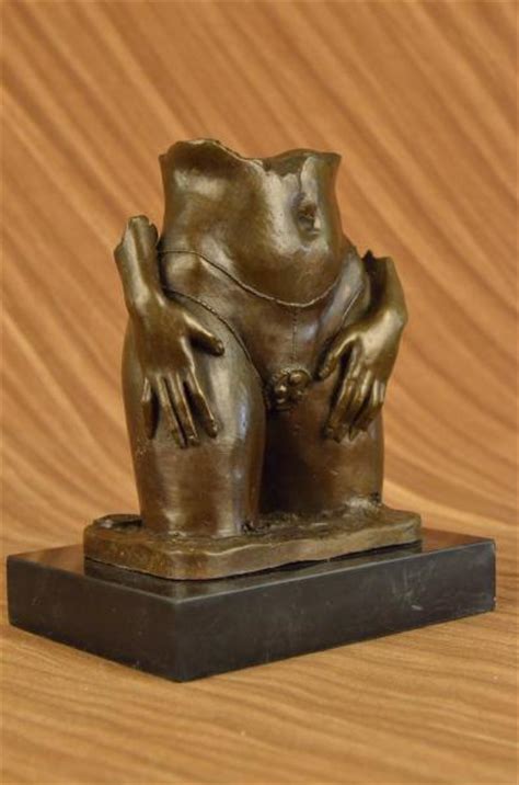 Signed Nude Female Torso Bronze Sculpture Statue Abstract Figurine