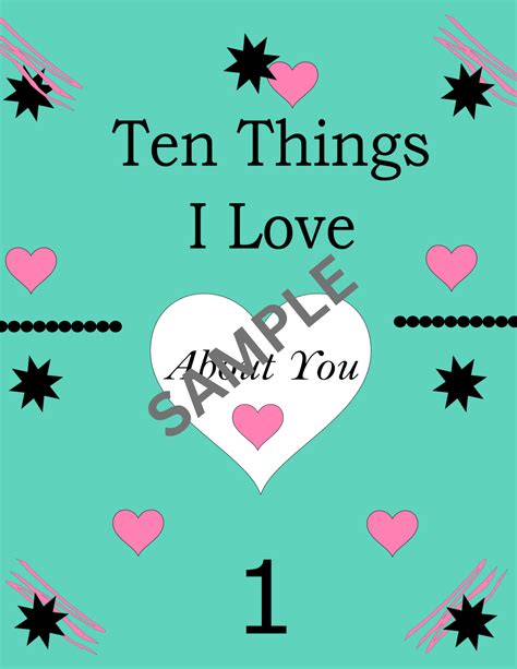Ten Things I Love About You Printable Cards Watermelon