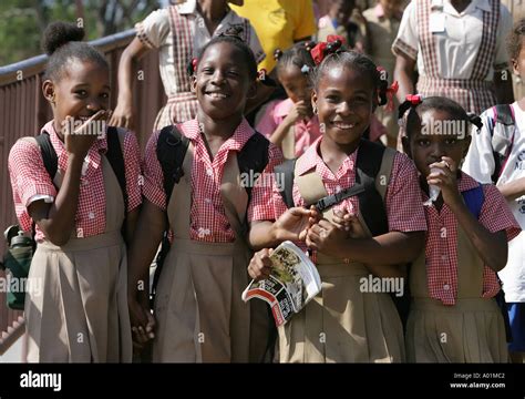 Jamaican School Children In Uniform Stock Photo Alamy