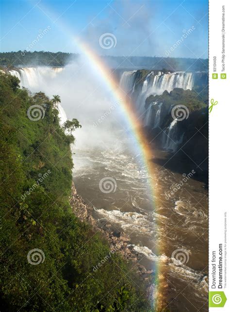 Rainbow In Iguazu Falls Stock Photo Image Of Cascade 93104450