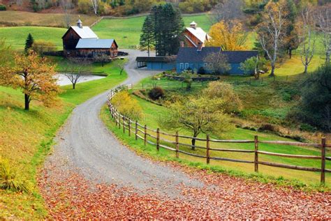 A Country Lane Leads To A Bucolic Farm Stock Image Image Of Curve