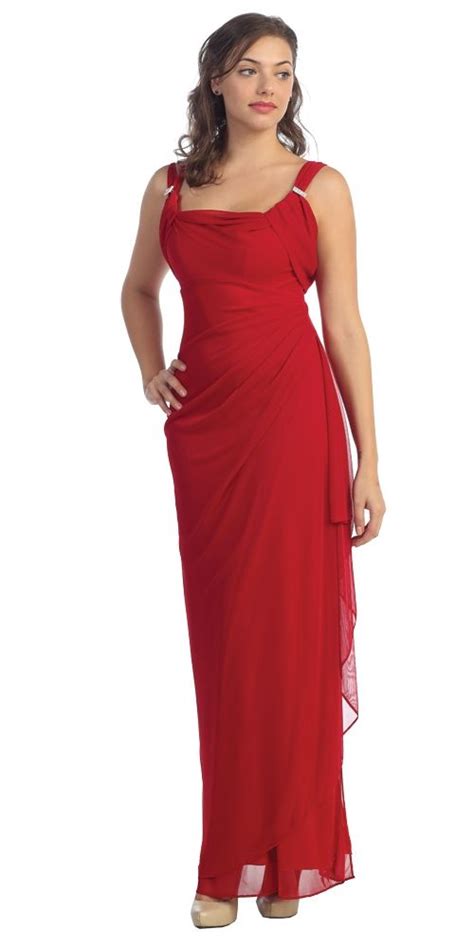 Sometimes the best nights out are the nights we stay in. Long Red Dinner Party Dress Wide Straps Elegant Chiffon ...