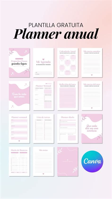 Plantilla Gratis Y Editable En Canva Planner Anual Planificador Para Imprimir Gratis 2024