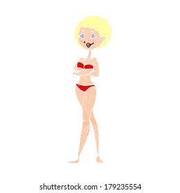 Cartoon Retro Woman Bikini เวกเตอรสตอก ปลอดคาลขสทธ Shutterstock