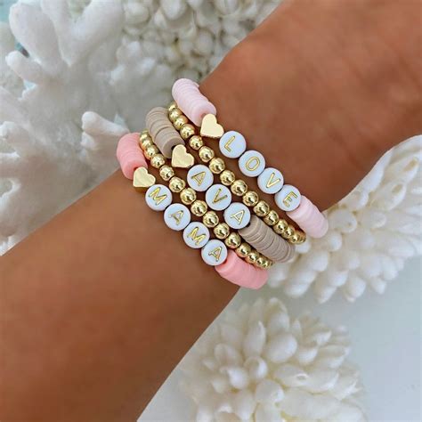 Sweetheart Heishi Bracelet Personalized Name Bracelets Etsy Bracelets Handmade Beaded Beads
