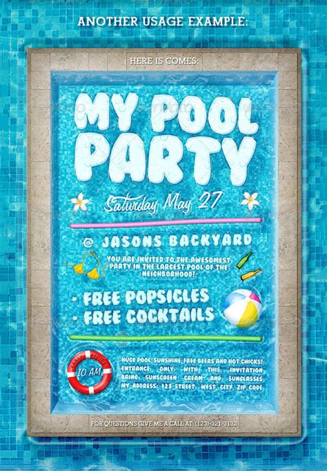 Pool Birthday Party Invitation Template