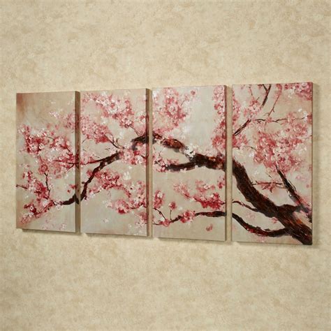Cherry Blossom Tree Quadtych Canvas Art Set