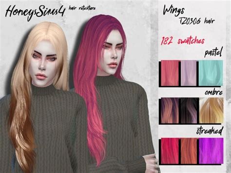 Female Hair Retexture Wings Tz0306 By Honeyssims4 At Tsr Sims 4 Updates