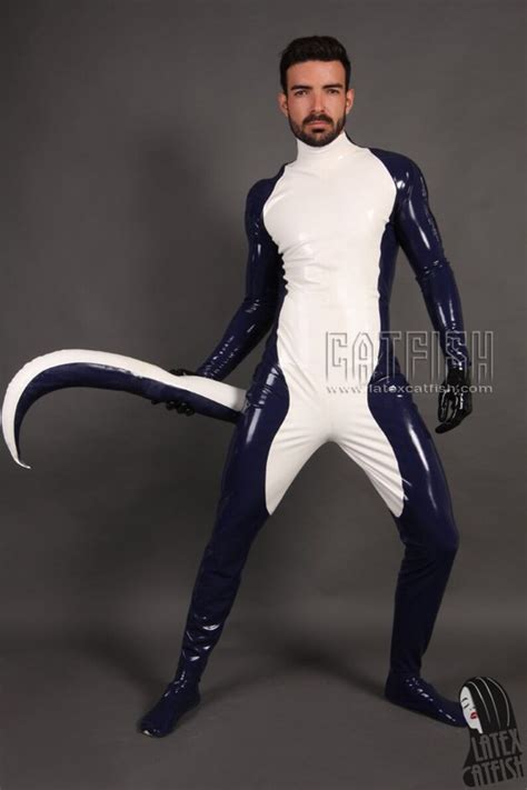 Unisex Rubber Latex Cosplay Neck Entry Catsuit With An Etsy