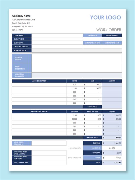 Shop With Templateegg Sample Work Order Excel Template