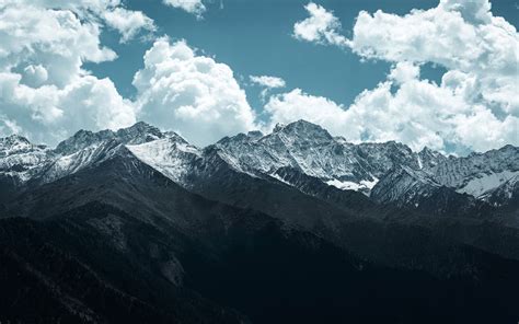 Download Wallpaper 3840x2400 Mountains Peaks Clouds Snowy Landscape