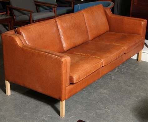 Danish Modern Cognac Leather 3 Seater Sofa At 1stdibs