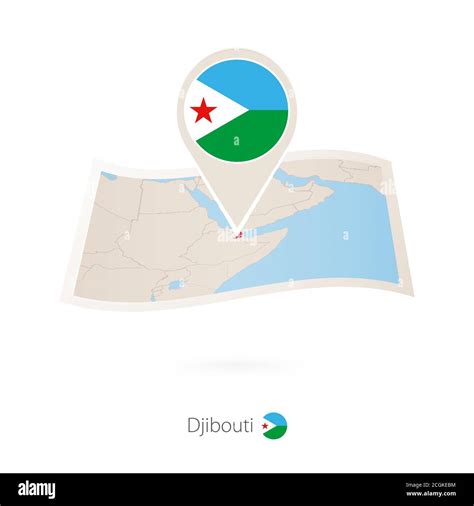 Folded Paper Map Of Djibouti With Flag Pin Of Djibouti Vector Illustration Stock Vector Image