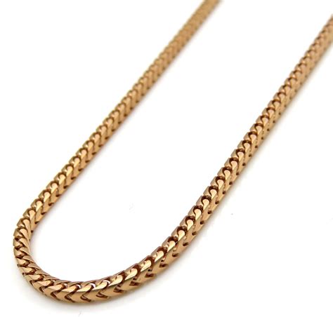 Buy 14k Rose Gold Skinny Solid Tight Franco Link Chain 18 24 Inches 1