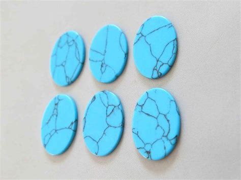 10pcs Blue Oval Flat Slices Turquoise Cabochonhowlite Stones Etsy