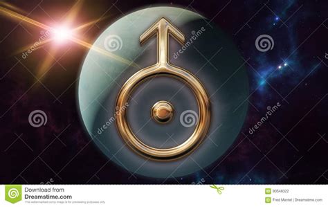 Uranus Zodiac Horoscope Symbol And Planet 3d Rendering Stock