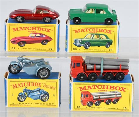 4 1960s Vintage Lesney Matchbox Cars W Boxes
