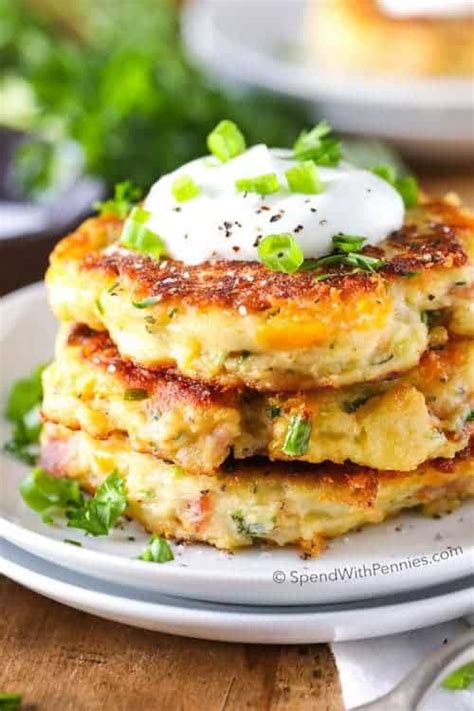 Load up a hearty salad using leftover sweet potatoes and chicken for a lunch your coworkers will want, too. Loaded Mashed Potato Cakes