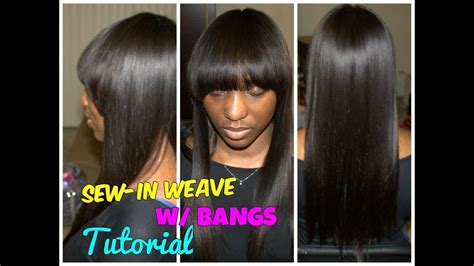 Full Sew In Weave With Bangs Hair Tutorial Youtube