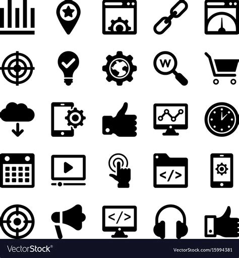 Seo And Digital Marketing Glyph Icons 3 Royalty Free Vector