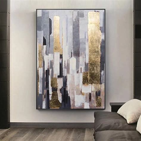 Hand Painted Golden Wall Art Large Abstract Painting
