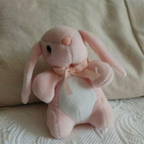 Vintage Commonwealth Pink Easter Bunny Rabbit Animal Plush Pink Bow