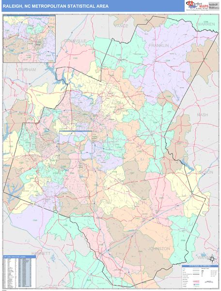 Raleigh Metro Area Nc Zip Code Maps Color Cast