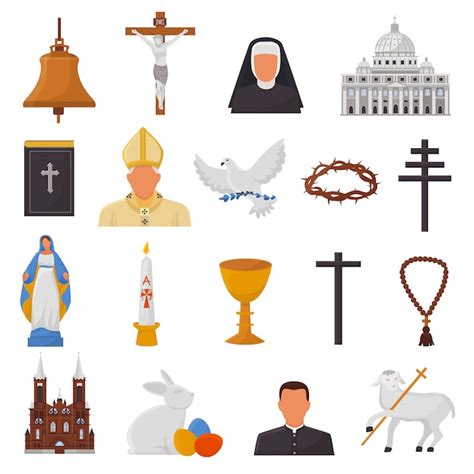 Los Iconos Cristianos Vector Cristianismo Religión Signos Y Símbolos