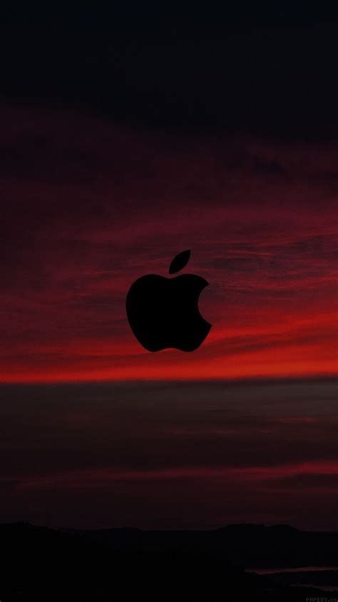 Red Sunset Sky Logo Apple Wallpaper Iphone Clean