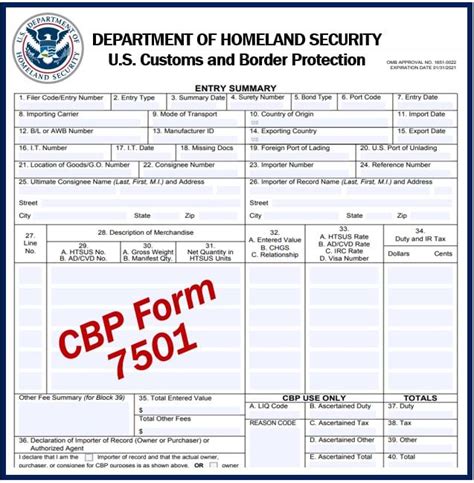 Cbp Form 7501 The Document For Customs Clearance