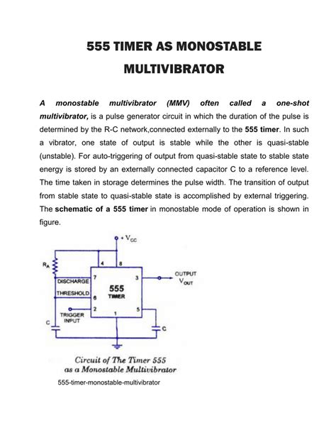 One Shot 555 Timer Schematic 555 Timer Monostable Mode One Shot