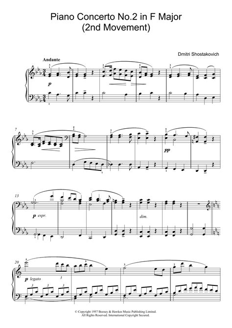 Piano Concerto No 2 In F Major 2nd Movement Sheet Music Dmitri