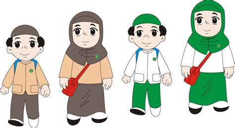 Kartun Muslim Anak Sekolah Kolek Gambar