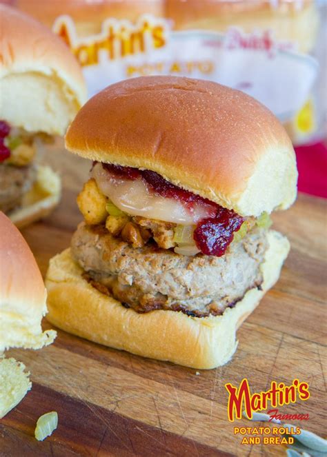 Turkey Burger With Stuffing And Cranberry Sauce Martin S Famous
