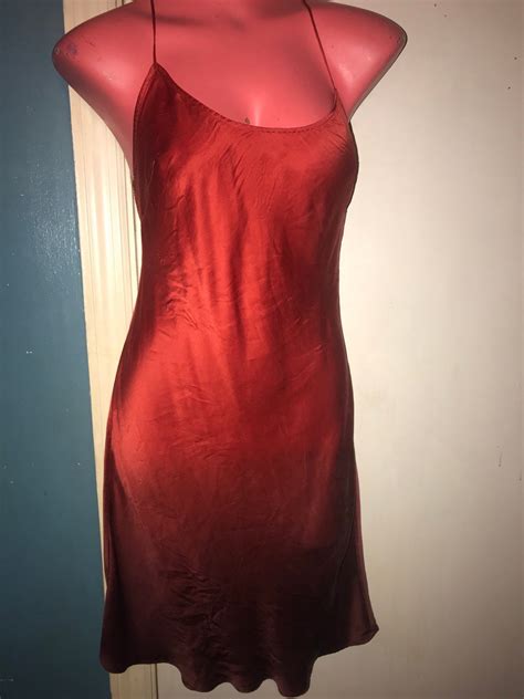Vintage Gorgeous Silk Nightgown Victorias Secret Red Silk Nightgown Short Red Silk Nightgown