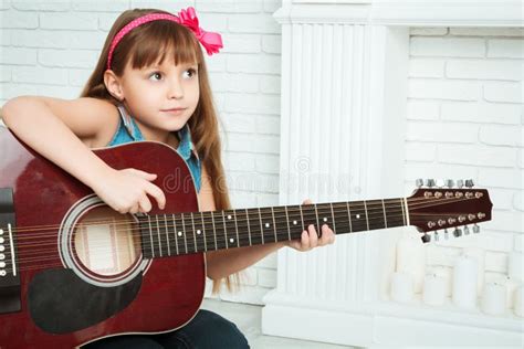 Little Girl Playing Guitar Stock Image Image Of Portrait 71615045