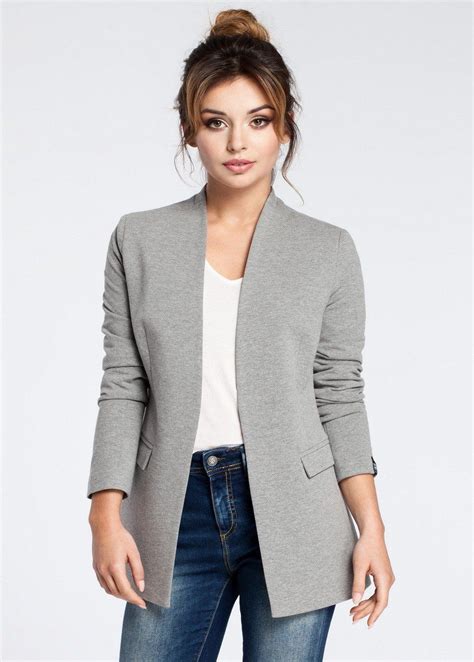 knitted open blazer grey blazer outfits for women casual blazer women casual day outfits